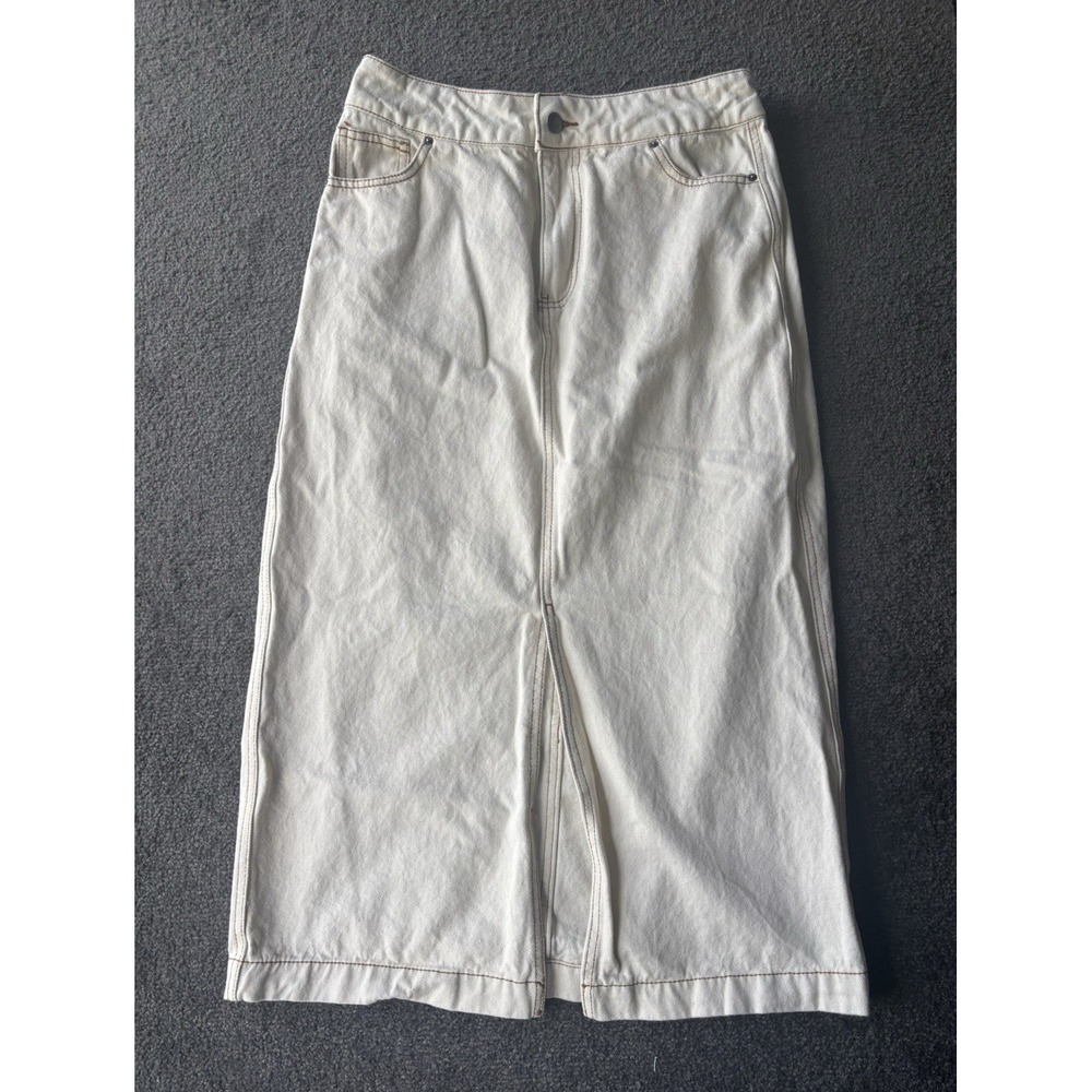Velvet Heart Paulina Beige Cream Midi Denim Skirt Size Medium M